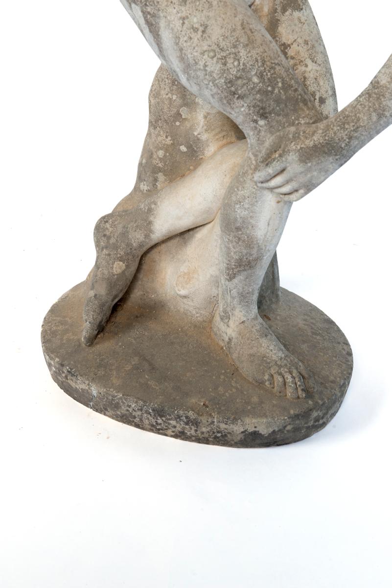 Small Cement Statue of a Discus Thrower, Discobolus In Good Condition In Washington, DC