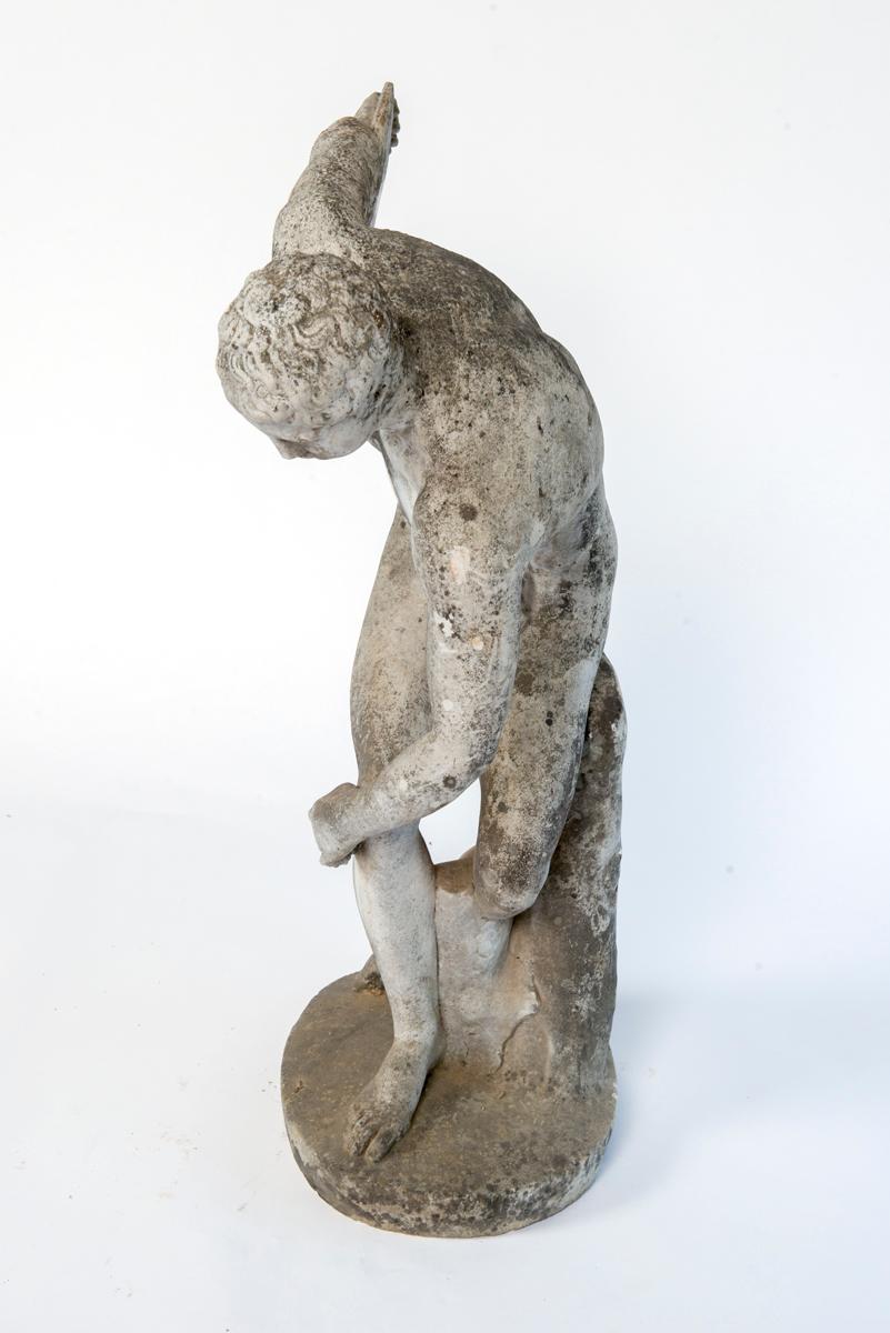 Mid-20th Century Small Cement Statue of a Discus Thrower, Discobolus