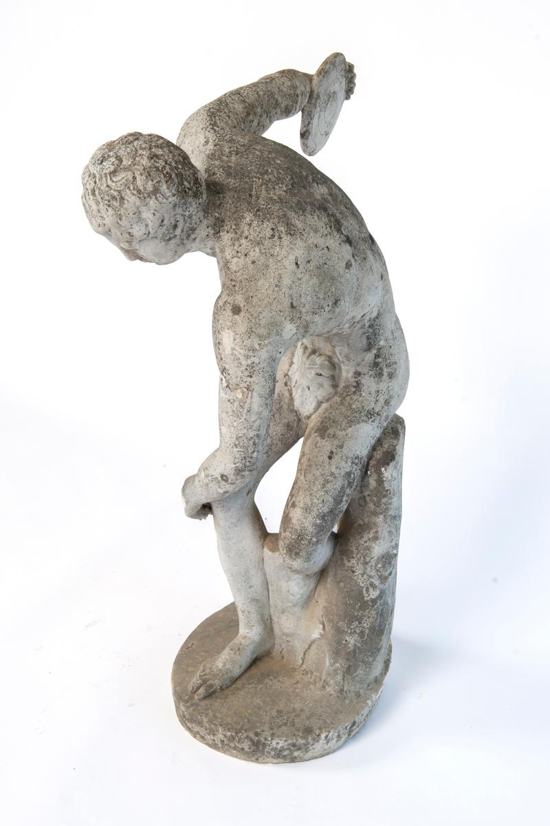 Small Cement Statue of a Discus Thrower, Discobolus 1