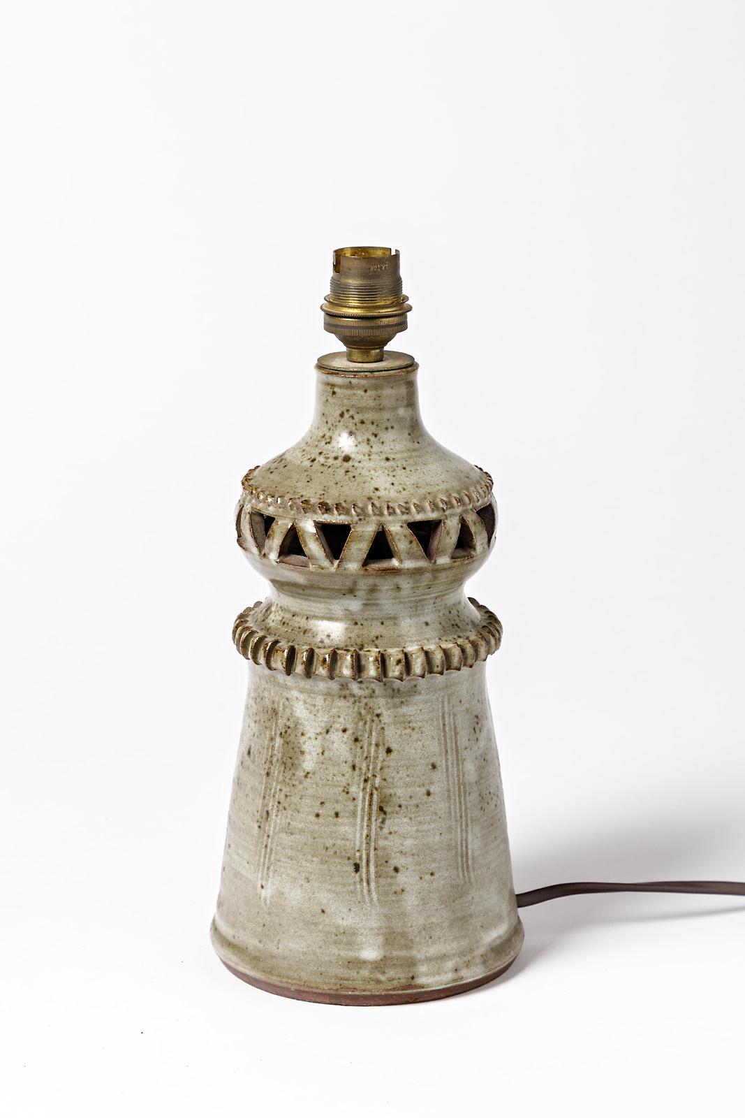 Beaux Arts Small Ceramic Lamp by the Potters of La Borne, circa 1970