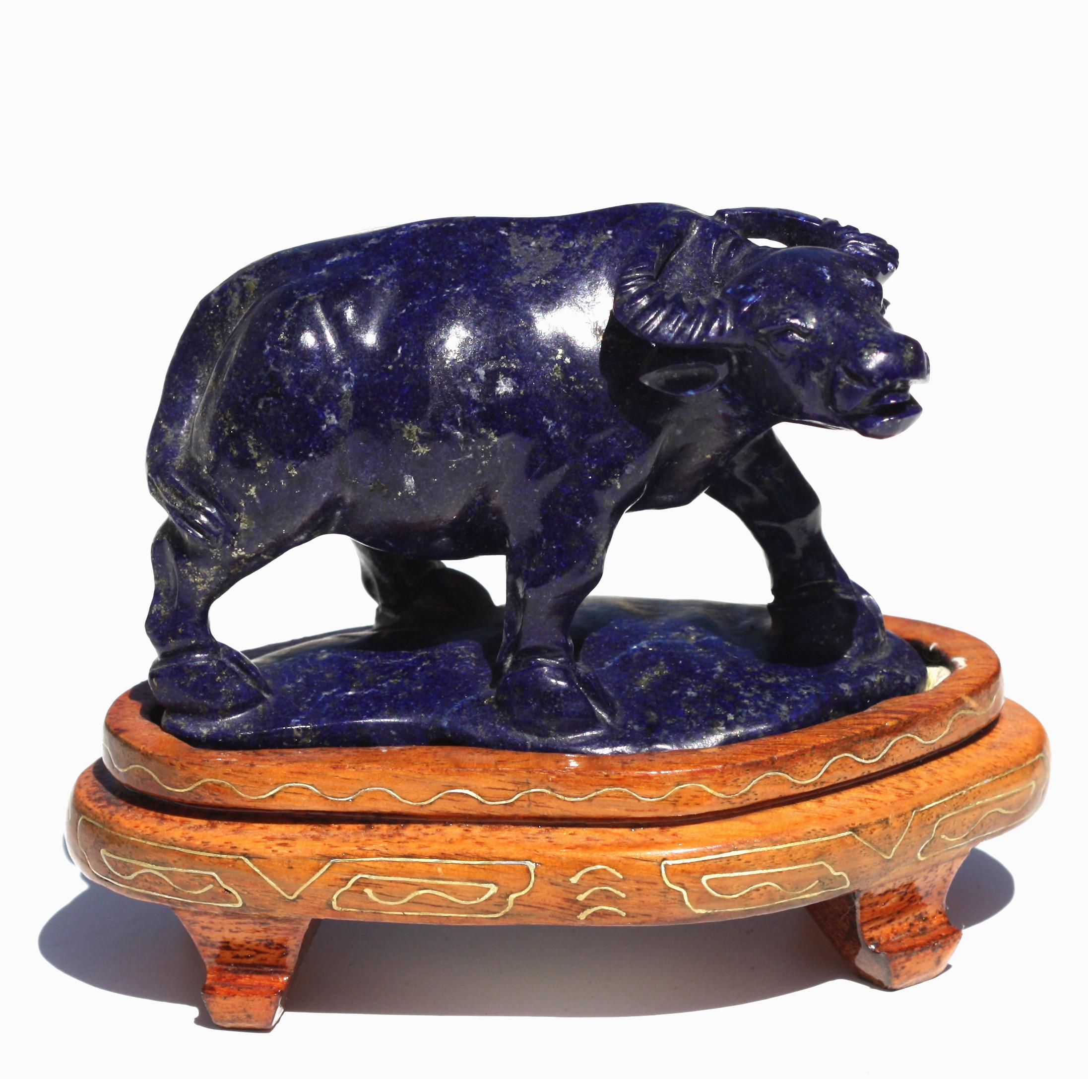 Lapis Lazuli Small Chinese Carved Lapis-Lazuli Figure of a Water Buffalo For Sale