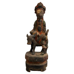 A Small Chinese Carved Timber Gilt and Polychrome Figure, Ming Dynasty