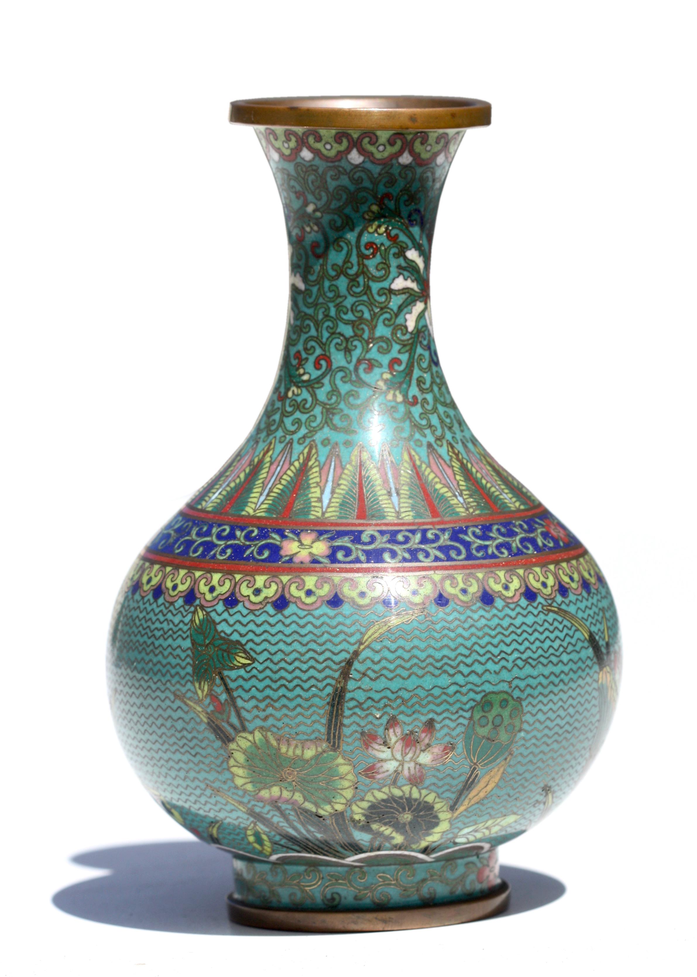 Porcelain Small Chinese Cloisonne Vase For Sale