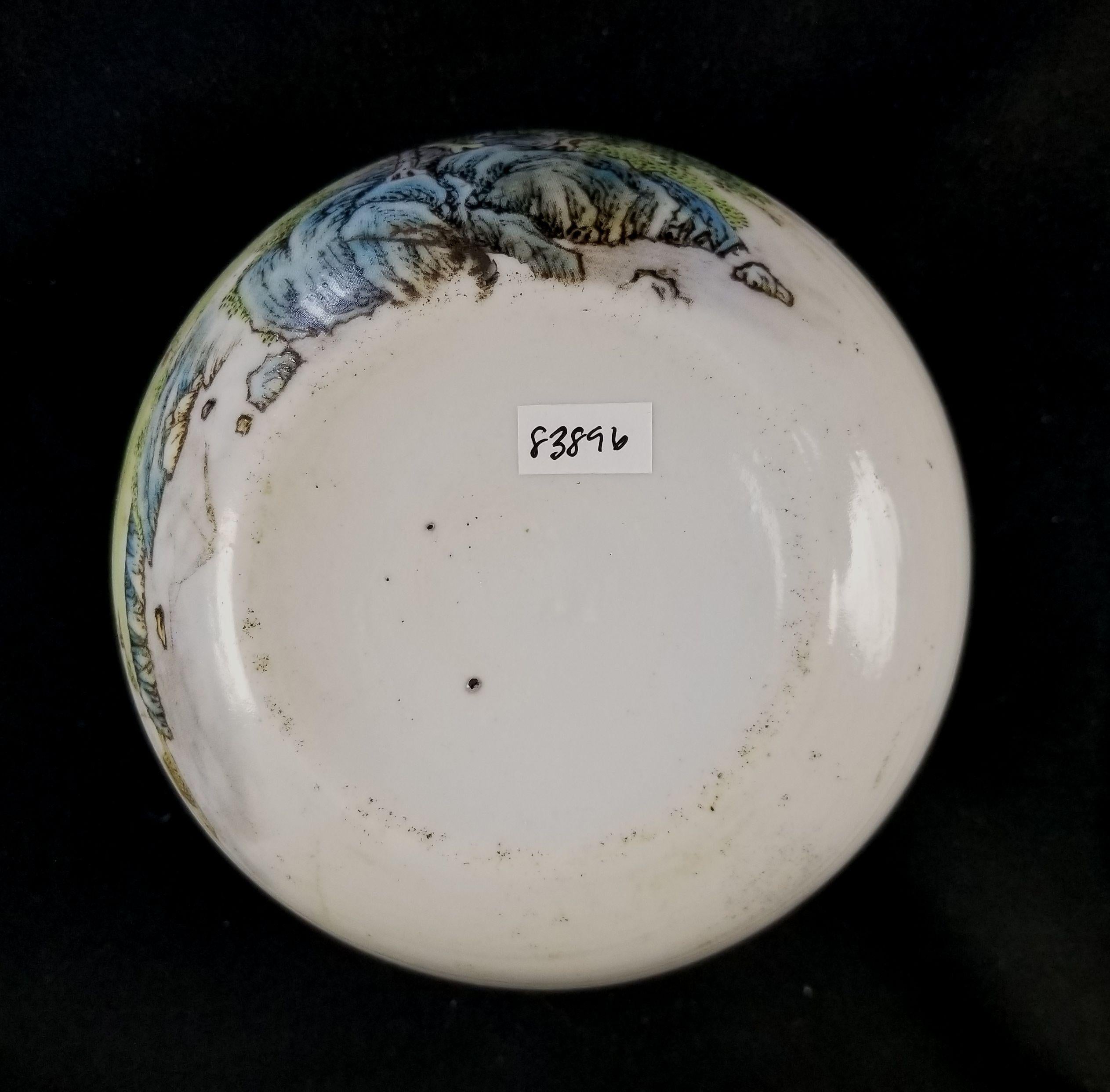 Porcelain Small Chinese Landscaping Round Brush Washer For Sale