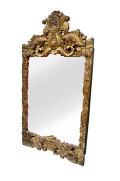 Espejo pequeño de madera dorada de templo chino