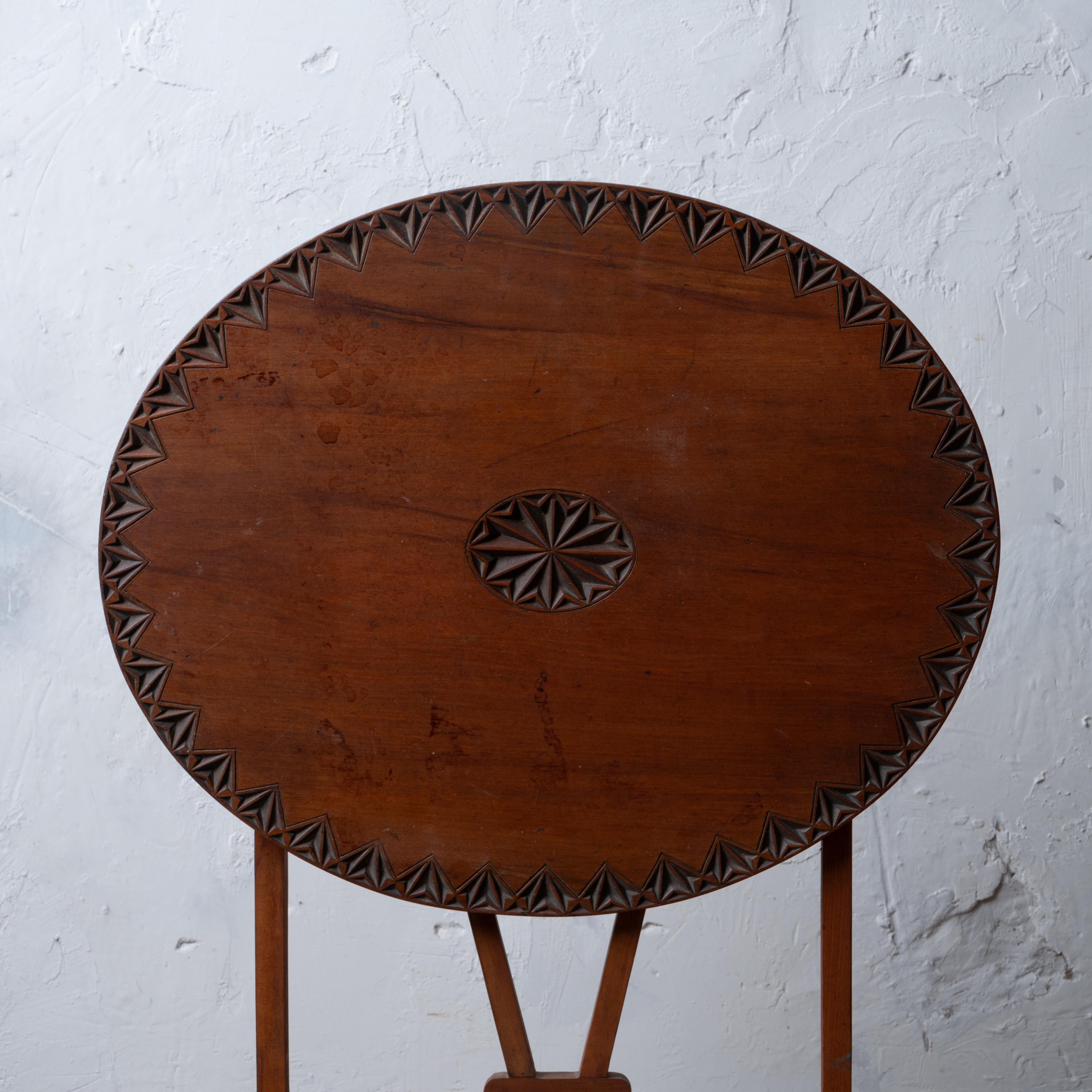 Walnut A Small Chip-Carved Wine Tasting Table, 19th Century For Sale
