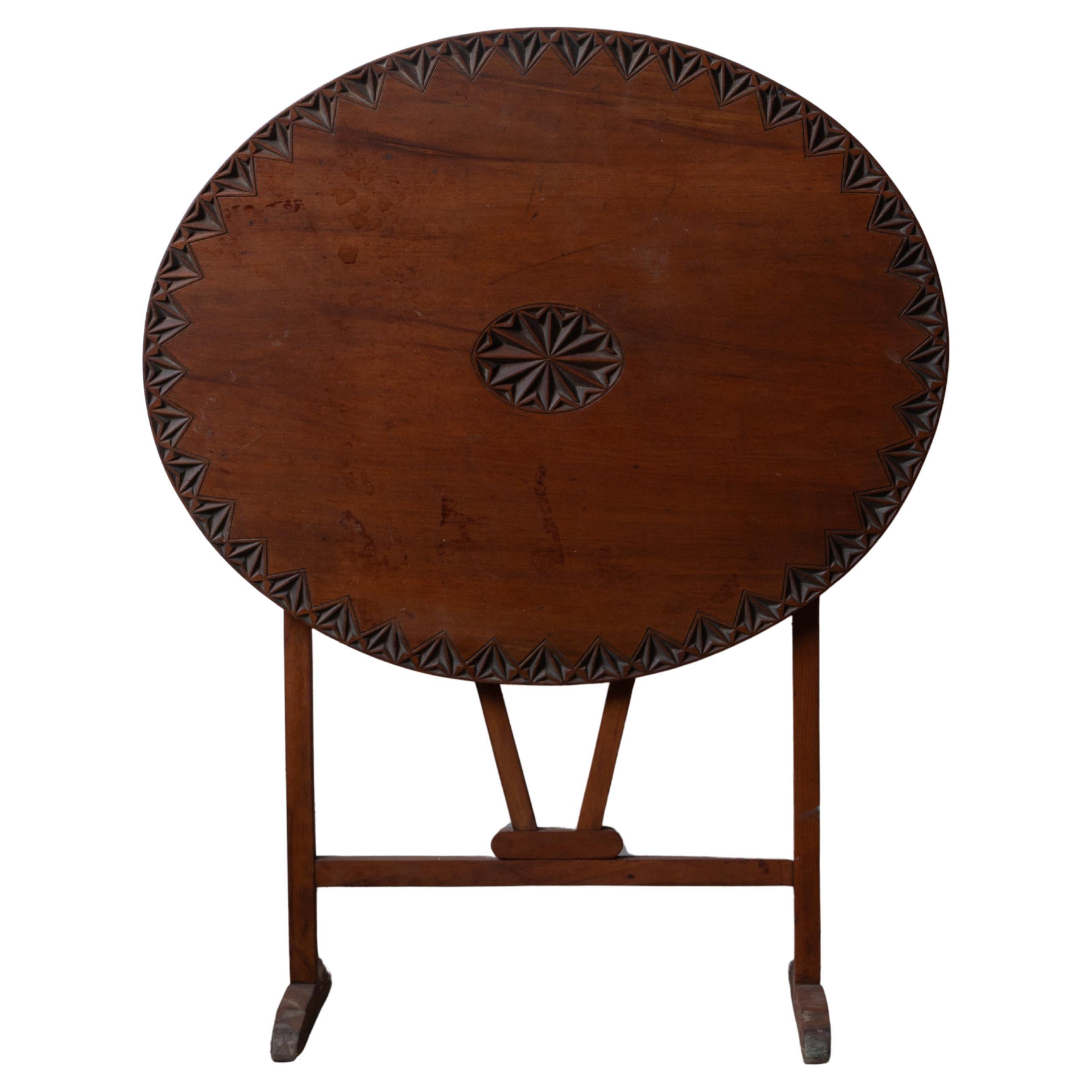 A Small Chip-Carved Wine Tasting Table, 19th Century For Sale