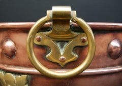 Small Copper Coal Bucket with Brass Embellishments