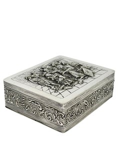Small Dutch Silver Box with a Scene after a Painting by Jan Steen, dated 1928
