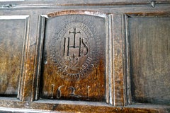 Small Early 17th Century Carved Oak Coffer, 1621