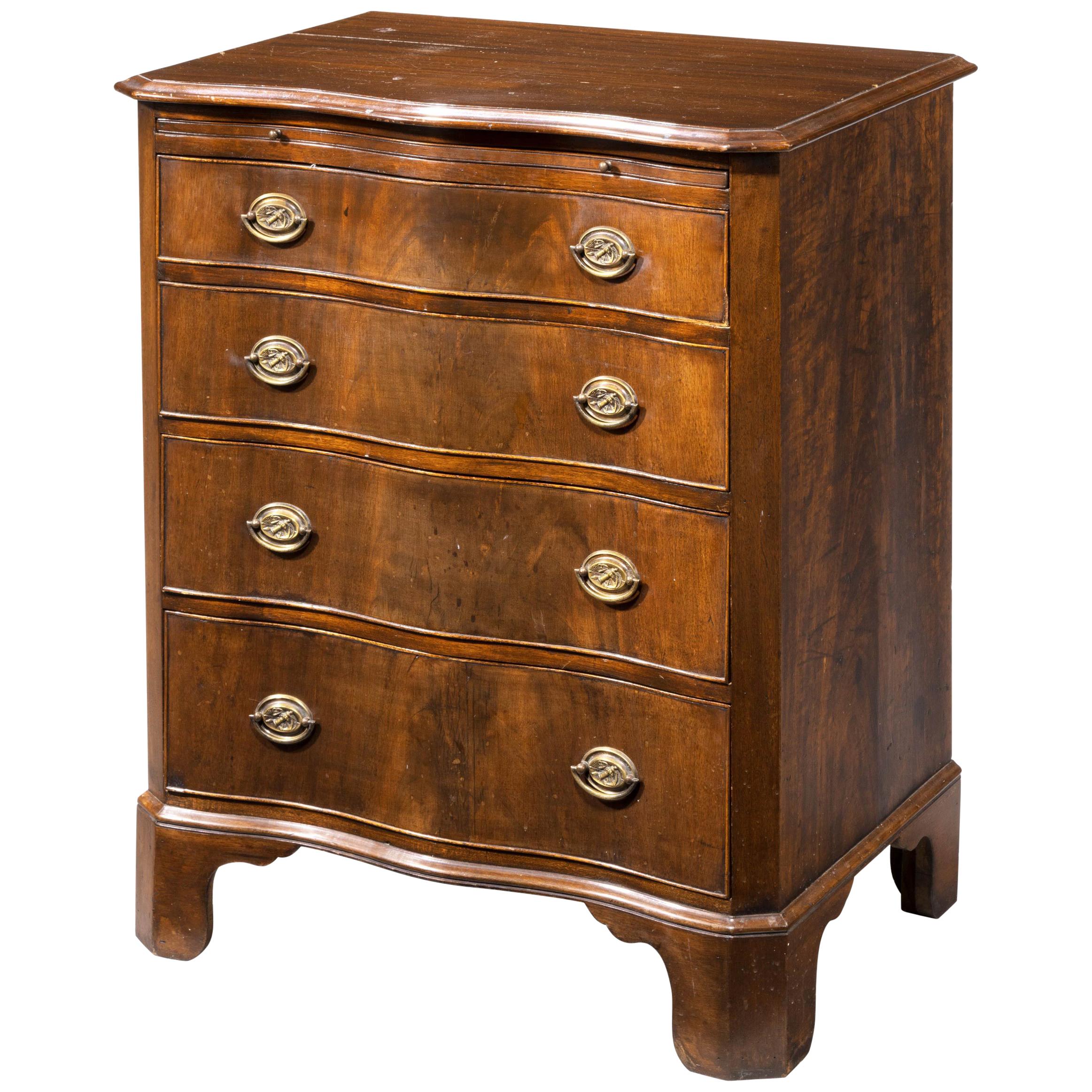 Small Early 20th Century Mahogany Serpentine Chest of Drawers