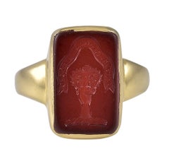 Small Edwardian 18 Karat Gold and Carnelian Intaglio Ring