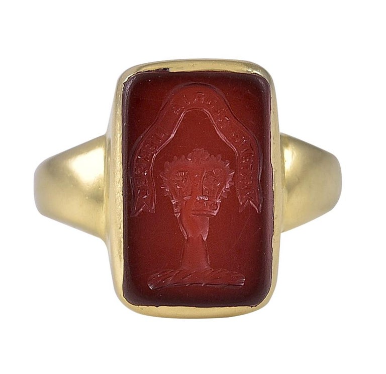 Small Edwardian 18 Karat Gold and Carnelian Intaglio Ring For Sale at ...