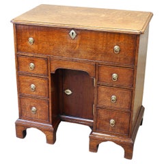 Antique  A Small English 18th Century Oak Secretaire Kneehole Desk