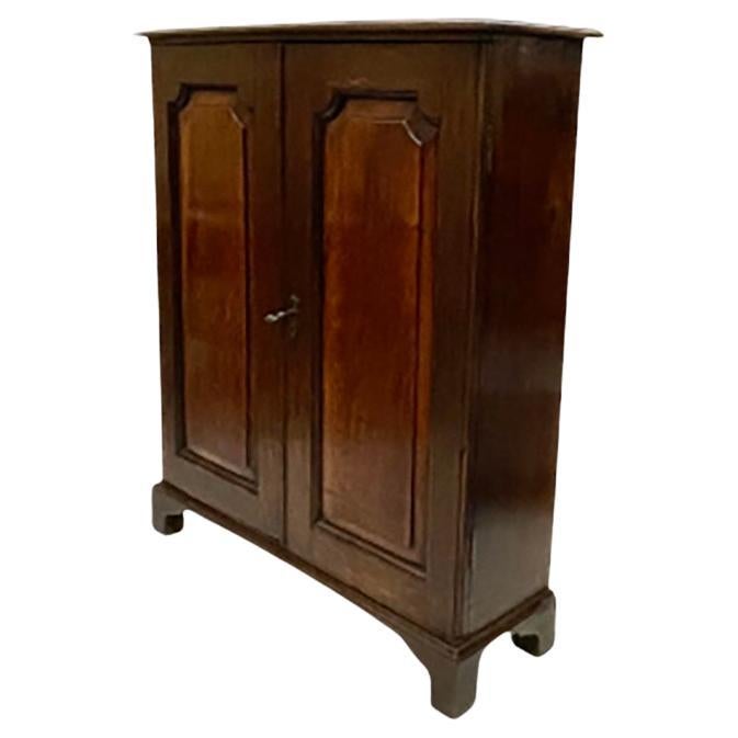 Small English 2 Doors with Interior Oak Wall Cupboard, Ca 1820