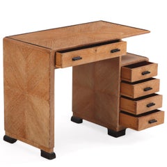 A Small English Art Deco Cerused Oak Desk, C. 1940.