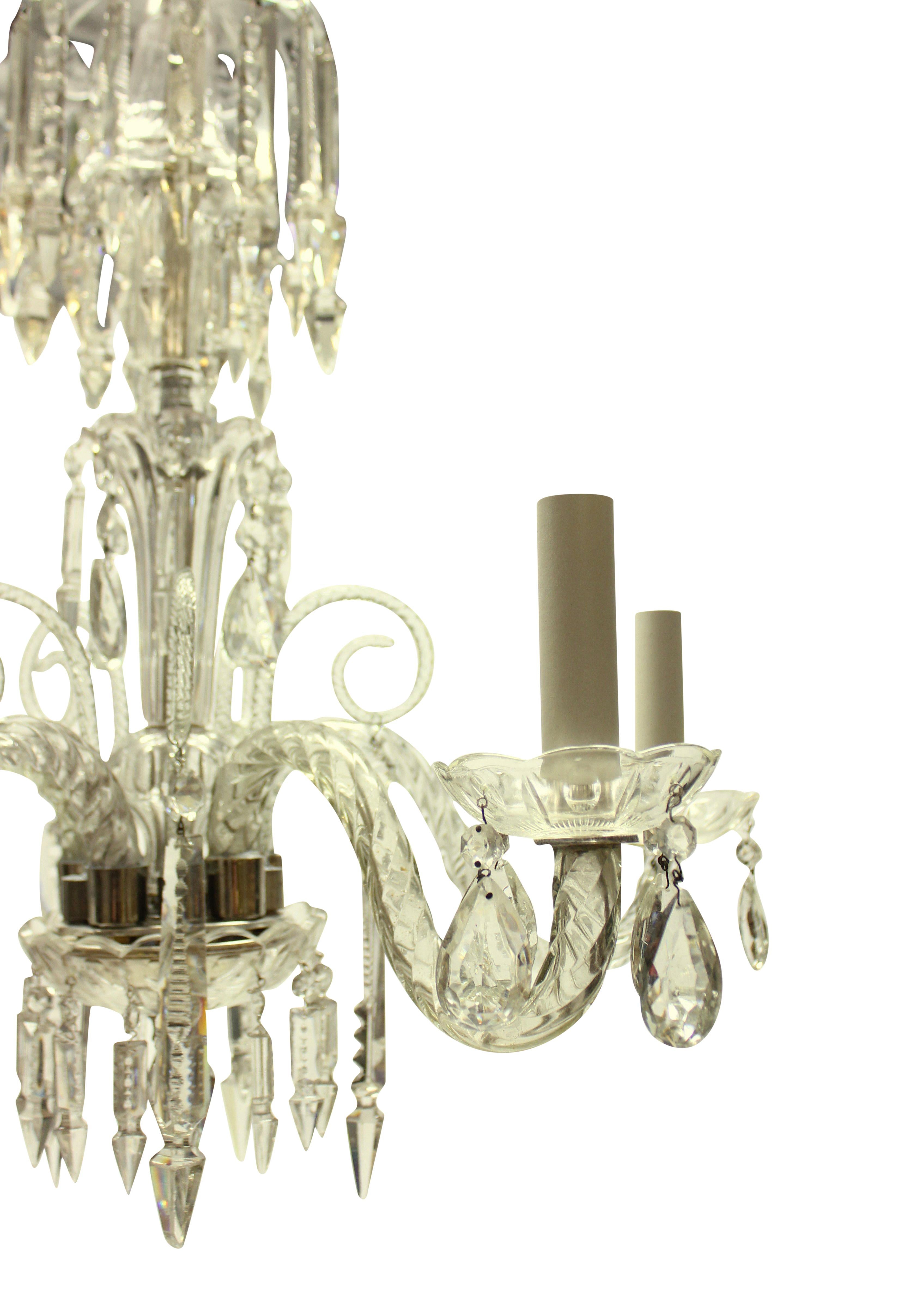 Mid-20th Century Small English Cut Glass Chandelier