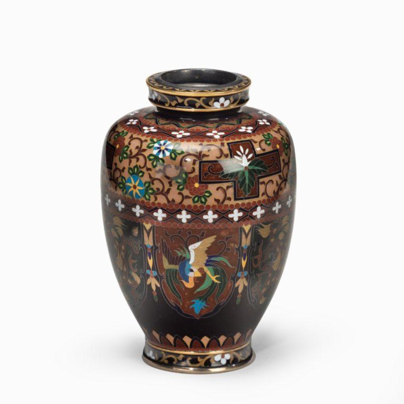 Late 19th Century A small fine quality Meiji period cloisonné enamel vase For Sale