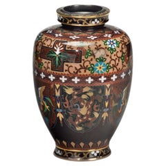 Vintage A small fine quality Meiji period cloisonné enamel vase