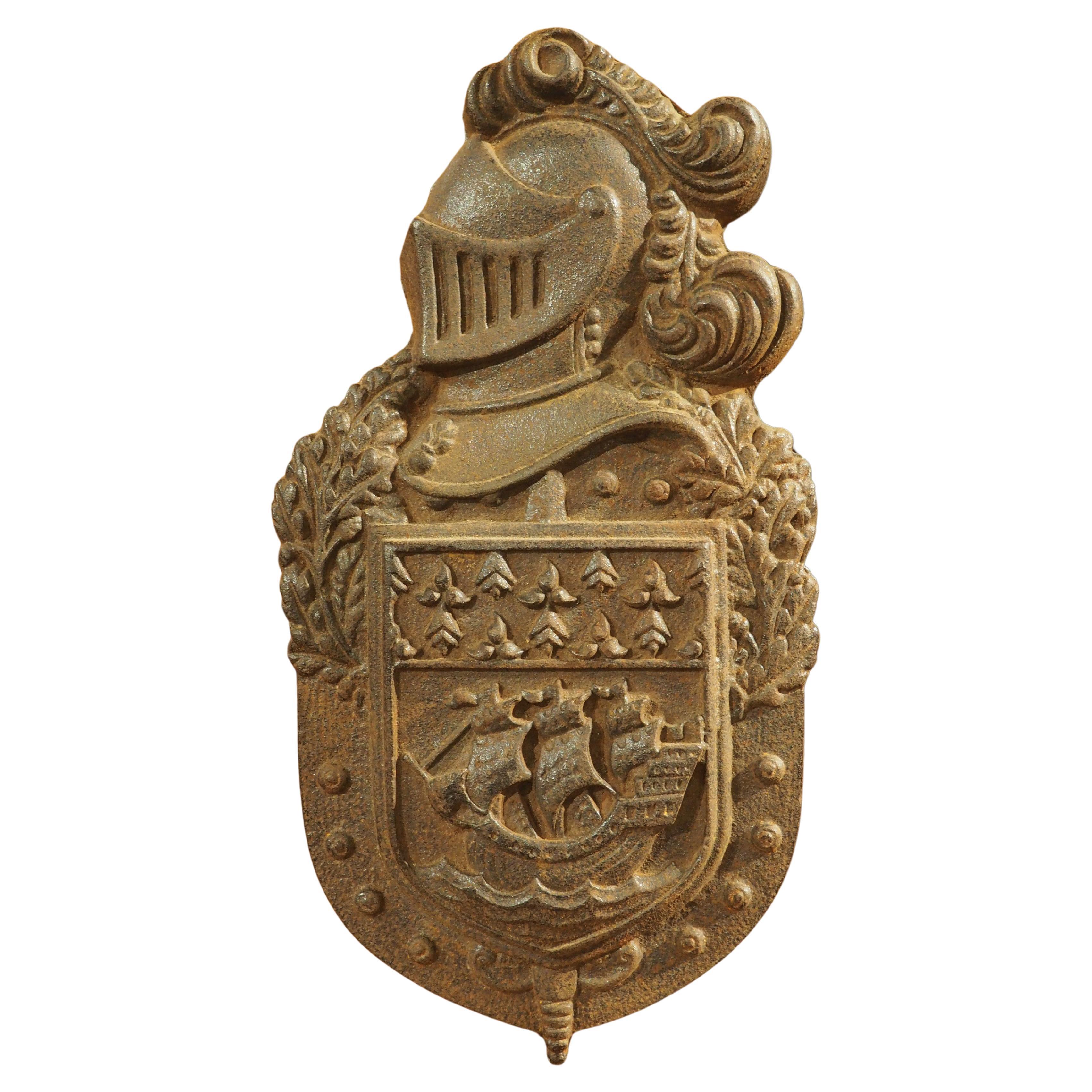 A Small French Cast Iron Wall Plaque, The Coat of Arms of Paris, 20th Century For Sale