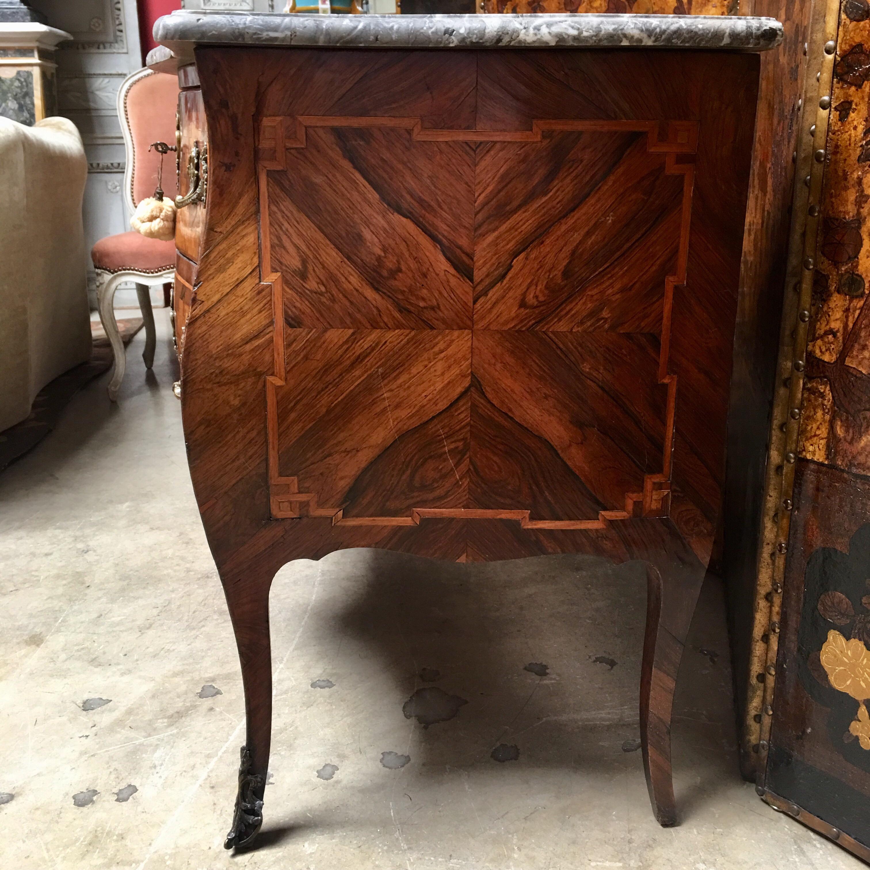 18th Century Small French Louis XV Marquetry Commode with Marble Top 5