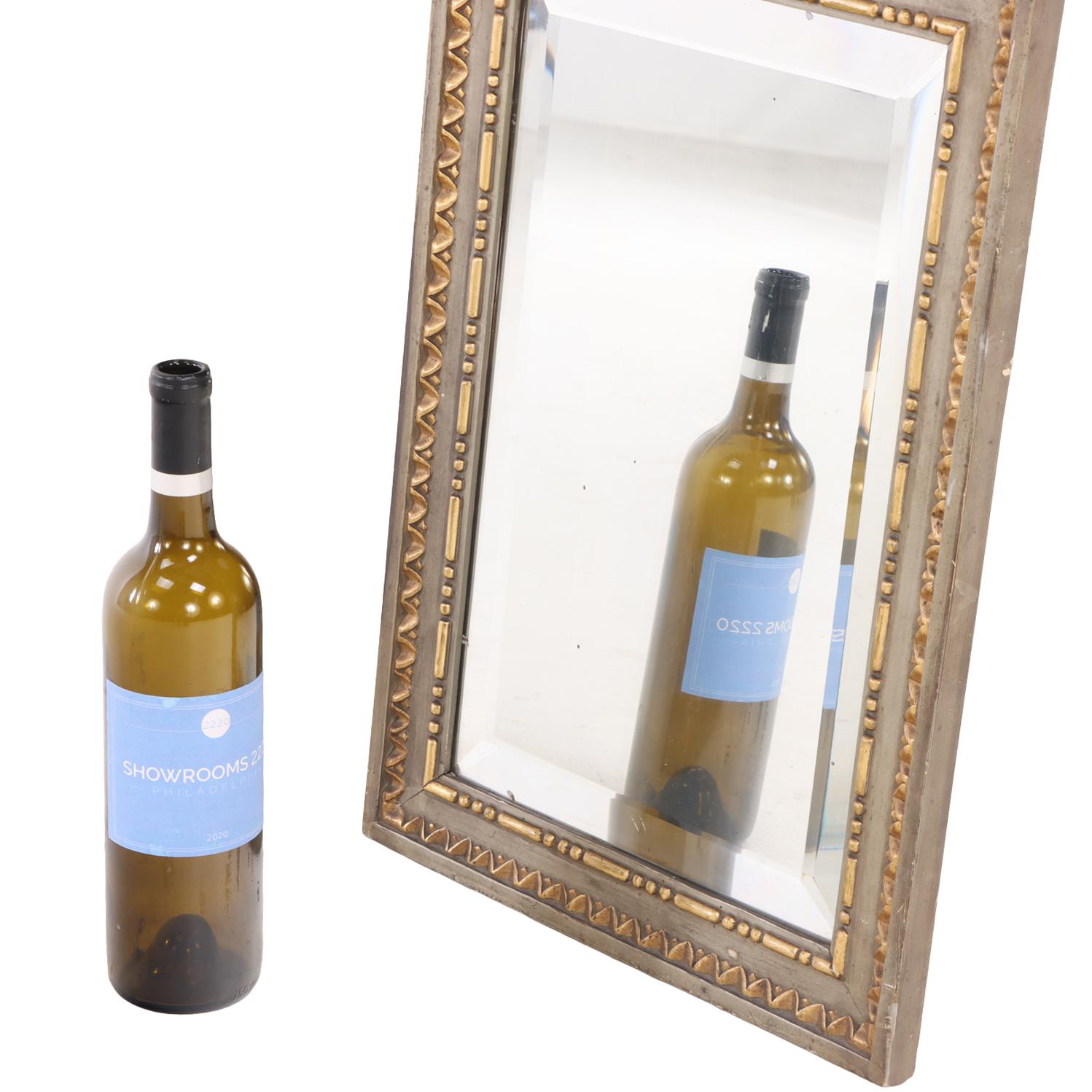 A Small French Louis XVI Painted and Gilt Carved Mirror, C. 1900. In Good Condition For Sale In Philadelphia, PA