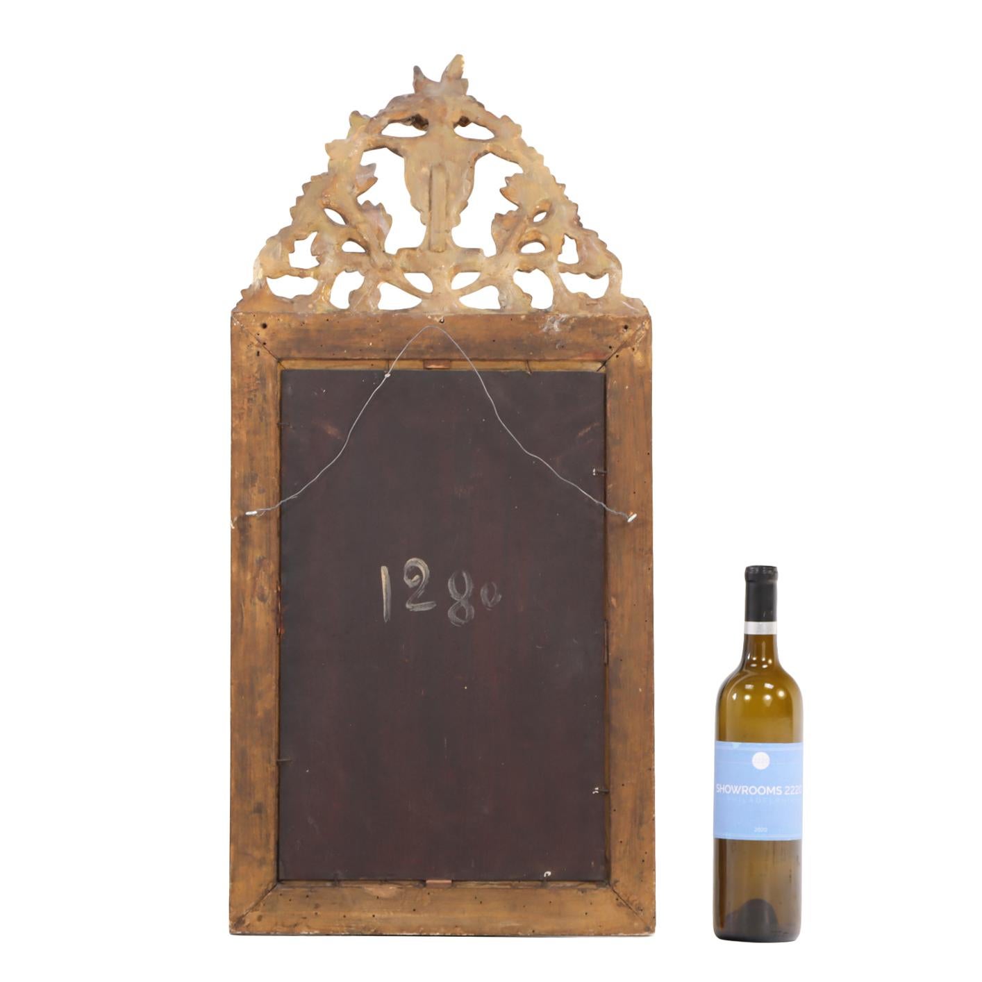 20th Century A Small French Louis XVI Painted and Gilt Carved Mirror, C. 1900. For Sale