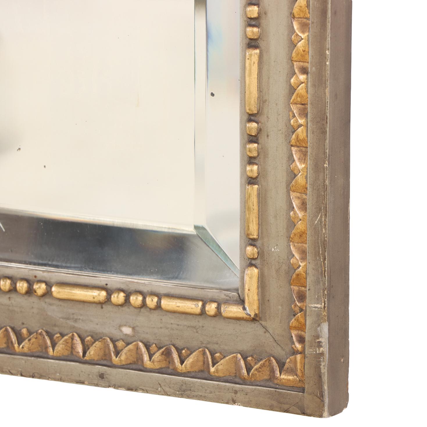 A Small French Louis XVI Painted and Gilt Carved Mirror, C. 1900. For Sale 1