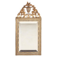 A Small French Louis XVI Painted and Gilt Carved Mirror, C. 1900.