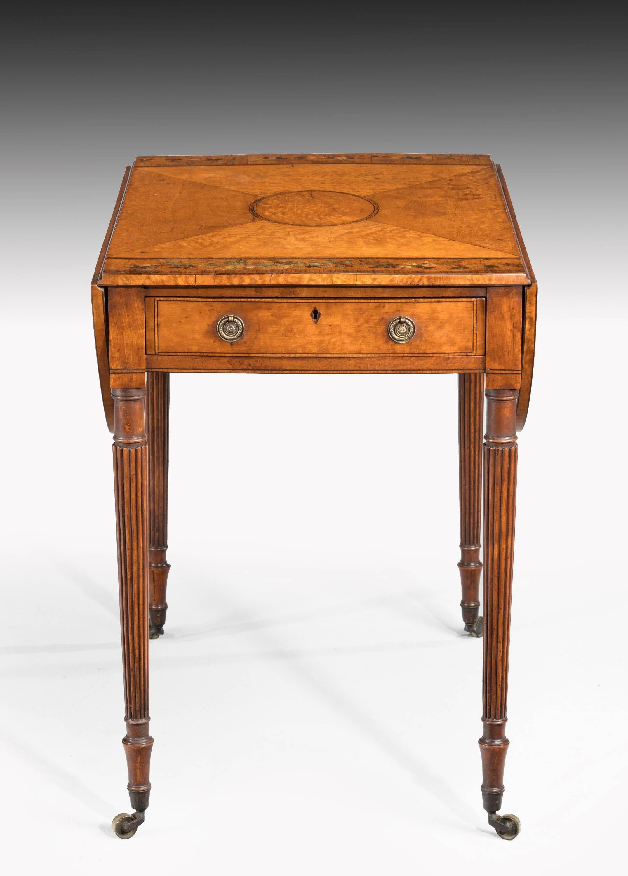 English Small George III Period Satinwood Pembroke Table