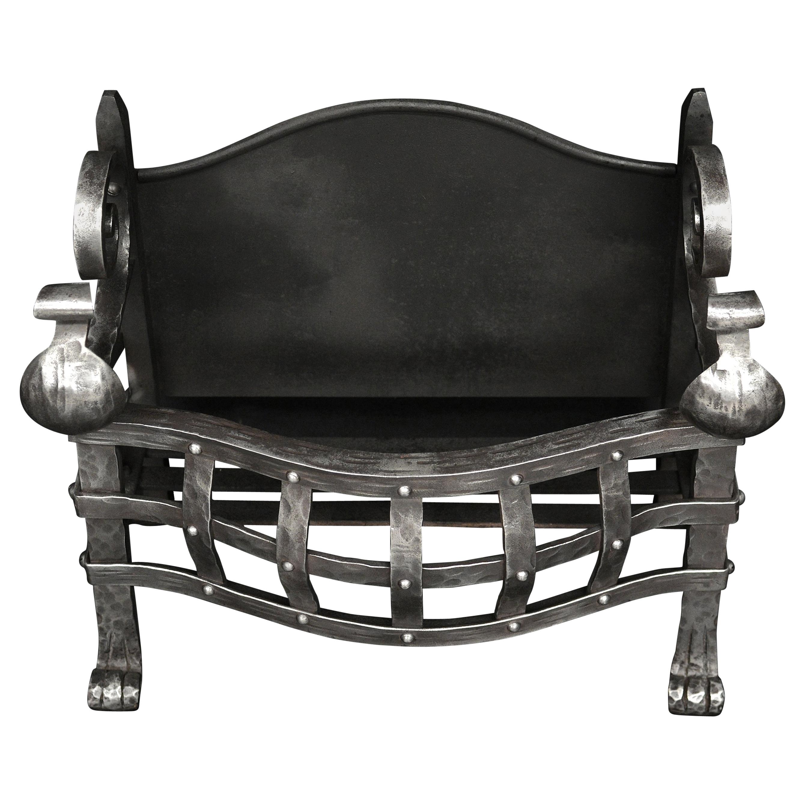 Small Gothic Style Wrought Iron Firegrate For Sale