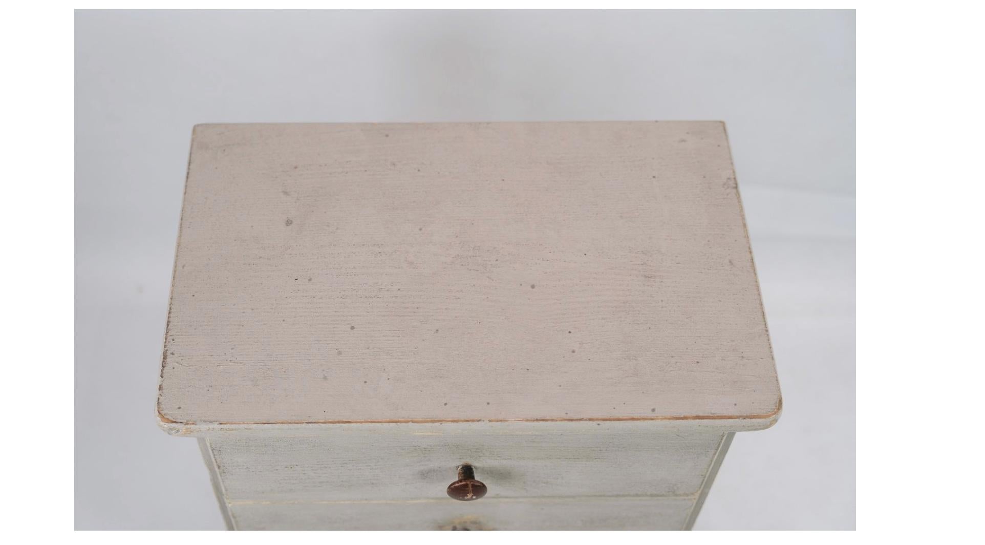 Danish Small Gustavian Grey Painted Chest Of Drawers With Original Paint From 1840s For Sale