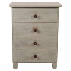 Small Gustavian Grey Painted Chest Of Drawers With Original Paint From 1840s