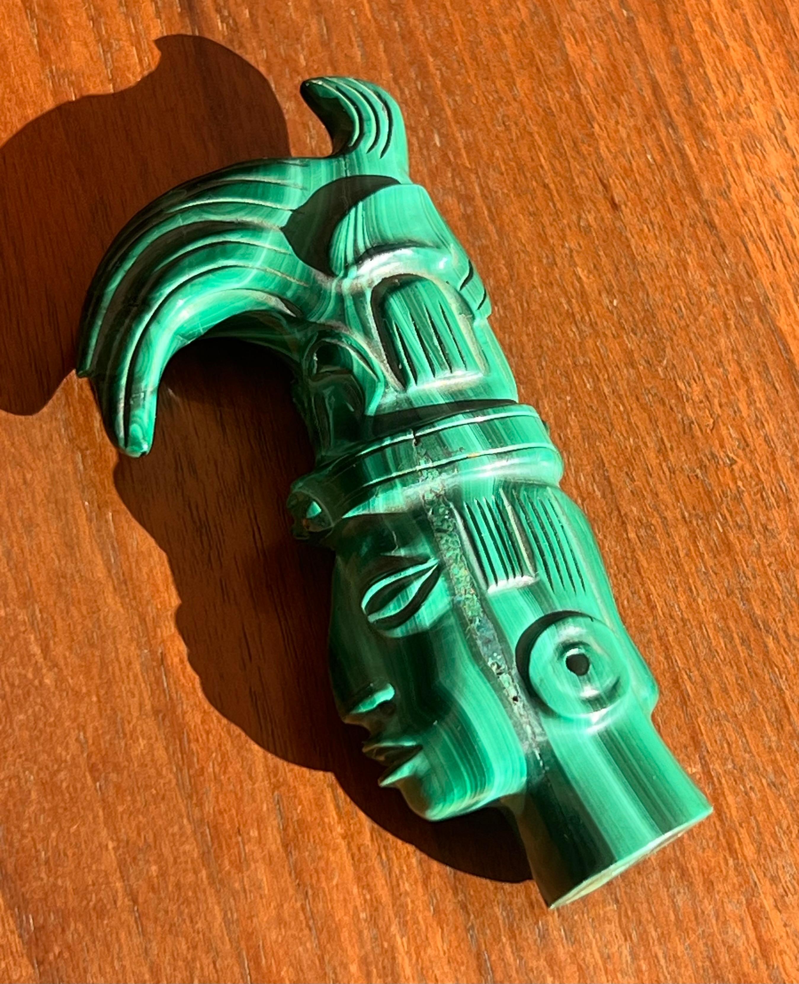 A small hand-carved malachite sculpture of an indigenous tribesman, 20th century For Sale 3