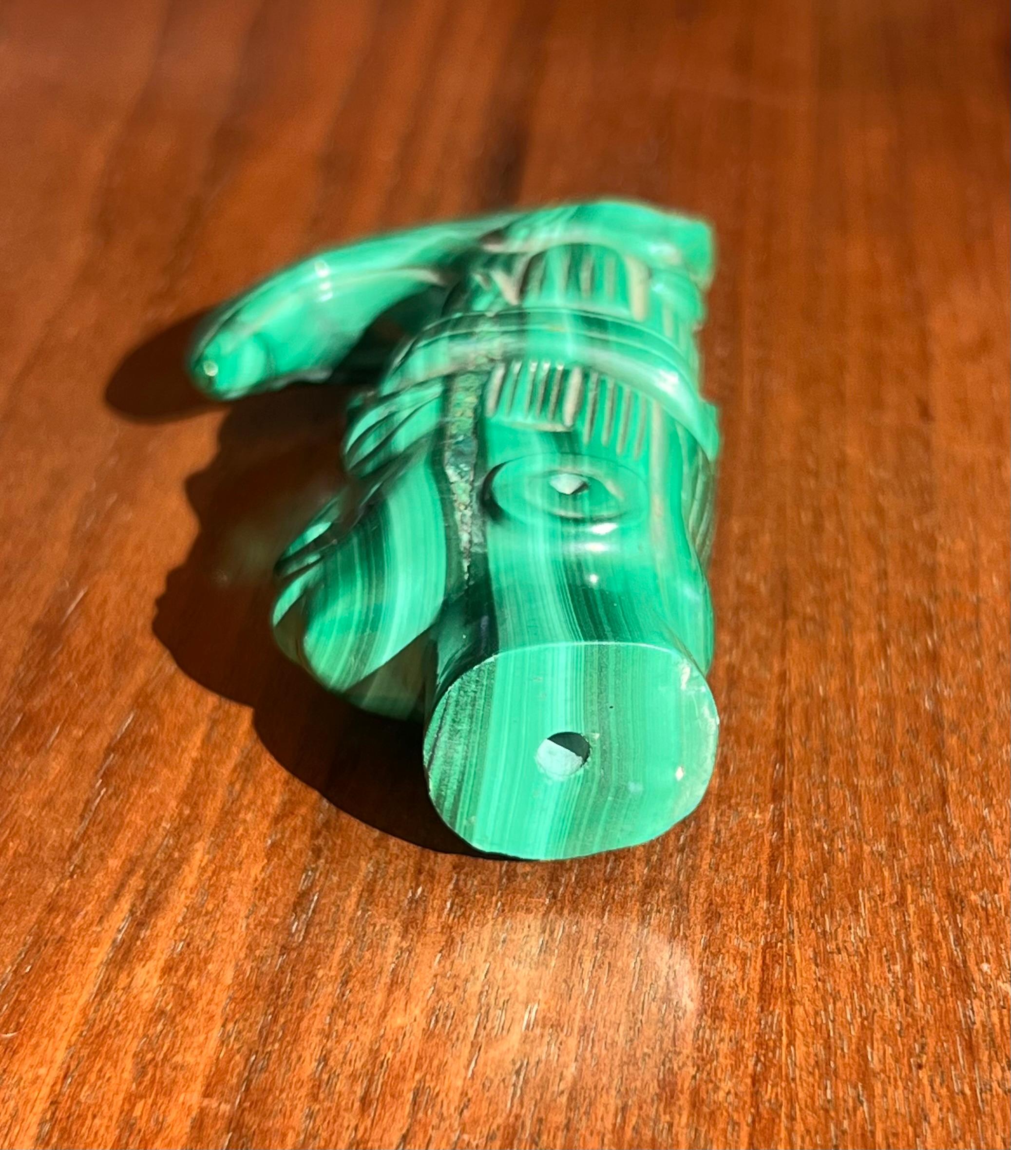 A small hand-carved malachite sculpture of an indigenous tribesman, 20th century For Sale 4