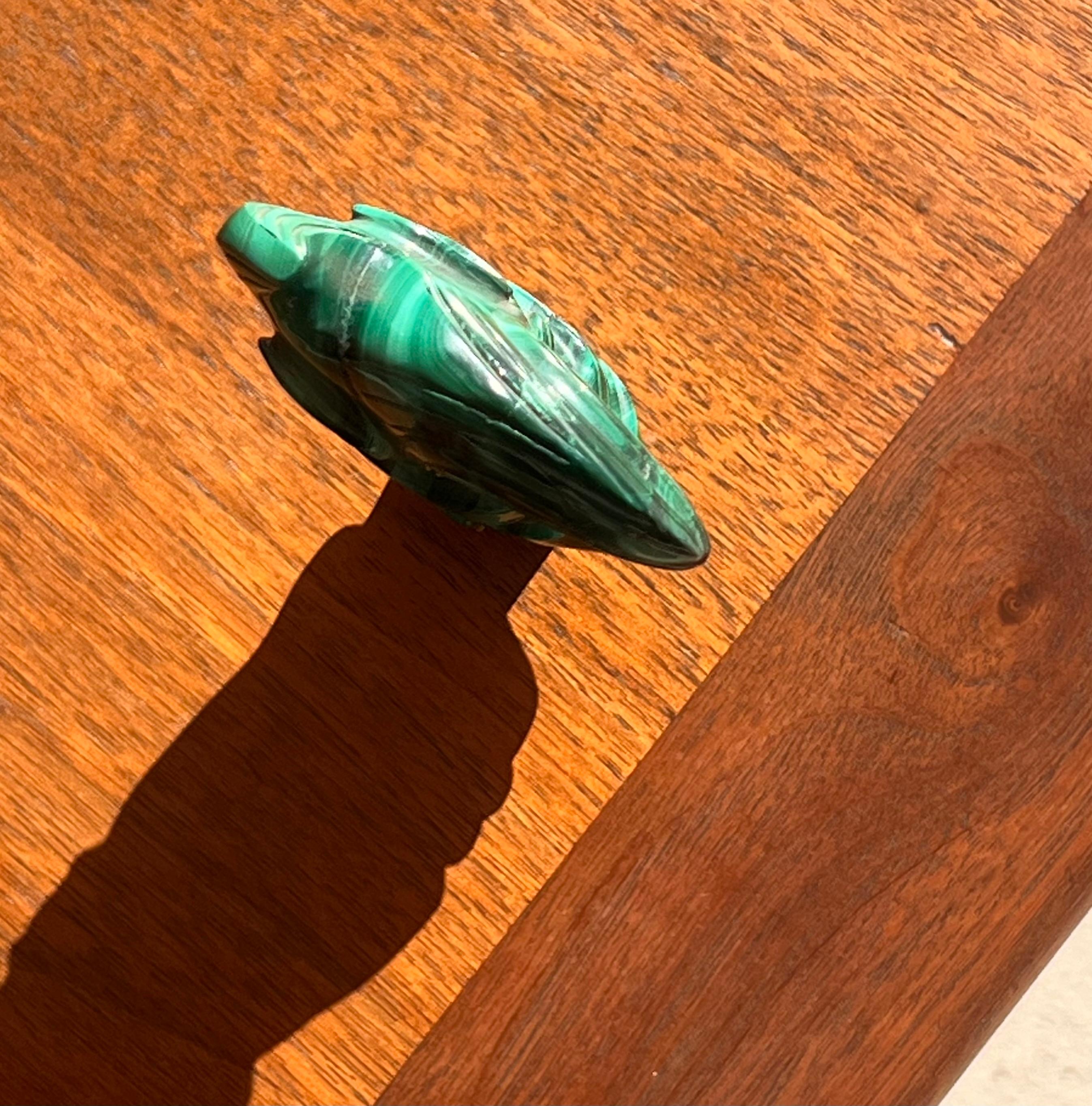20th Century A small hand-carved malachite sculpture of an indigenous tribesman, 20th century For Sale