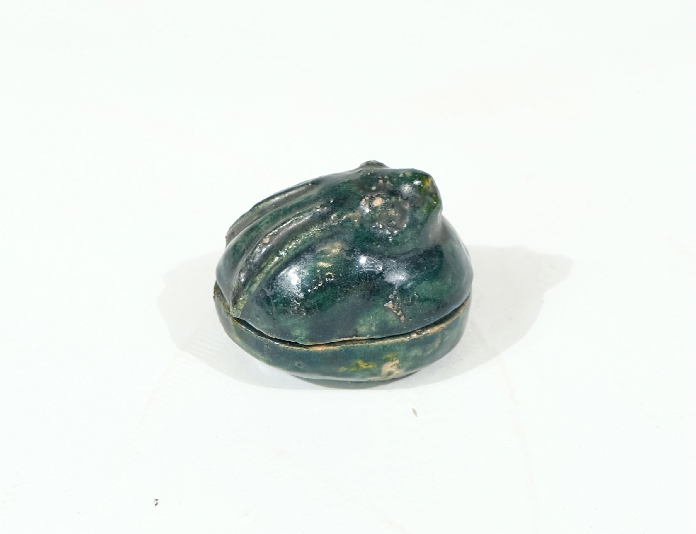 Glazed Small Japanese Box with Lid in the Shape of a Rabbit For Sale
