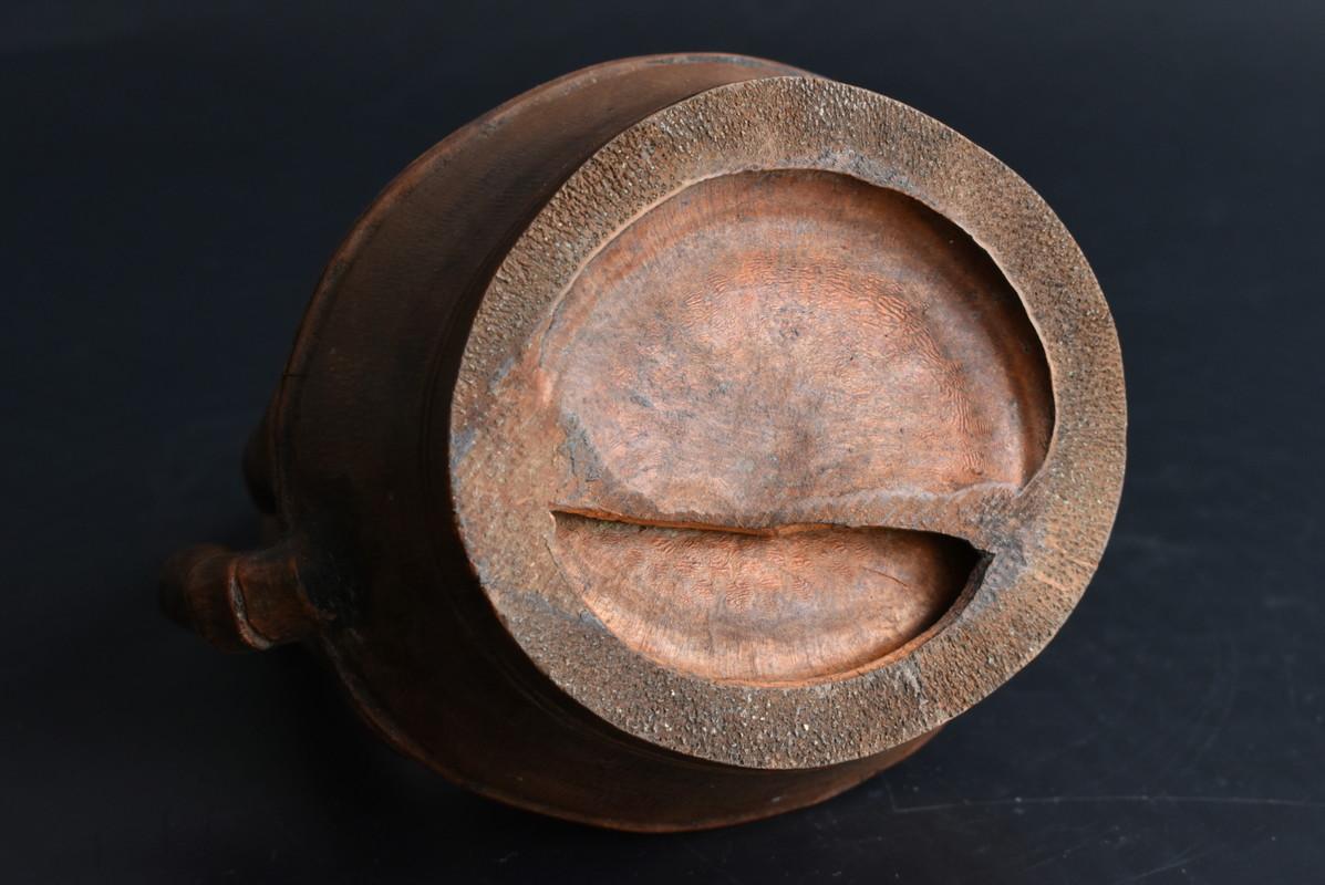 Small Japanese Kettle Made by Carving Bamboo/Sculpture / Meiji Era-Early Showa 12