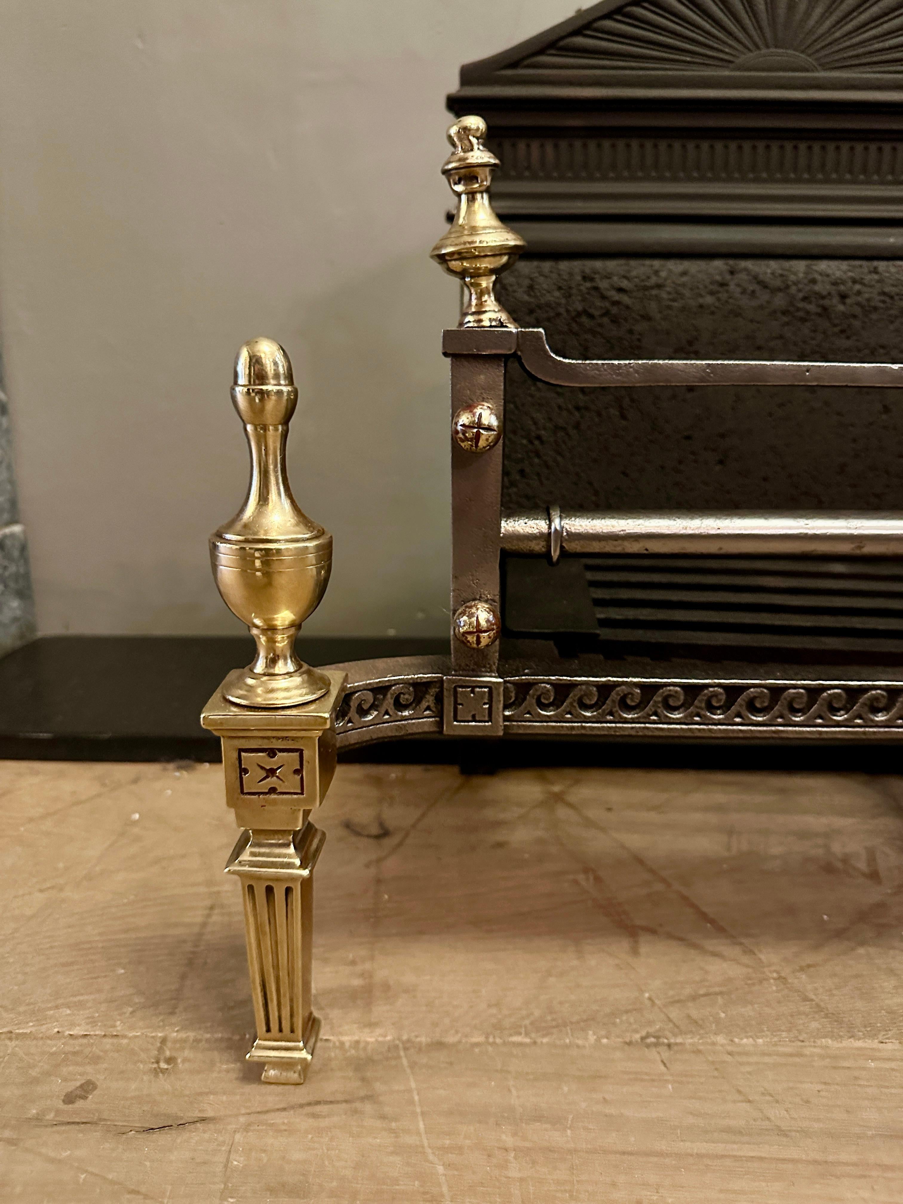 Georgian A Small Late 19th C Brass And Cast Iron Firegrate For Sale