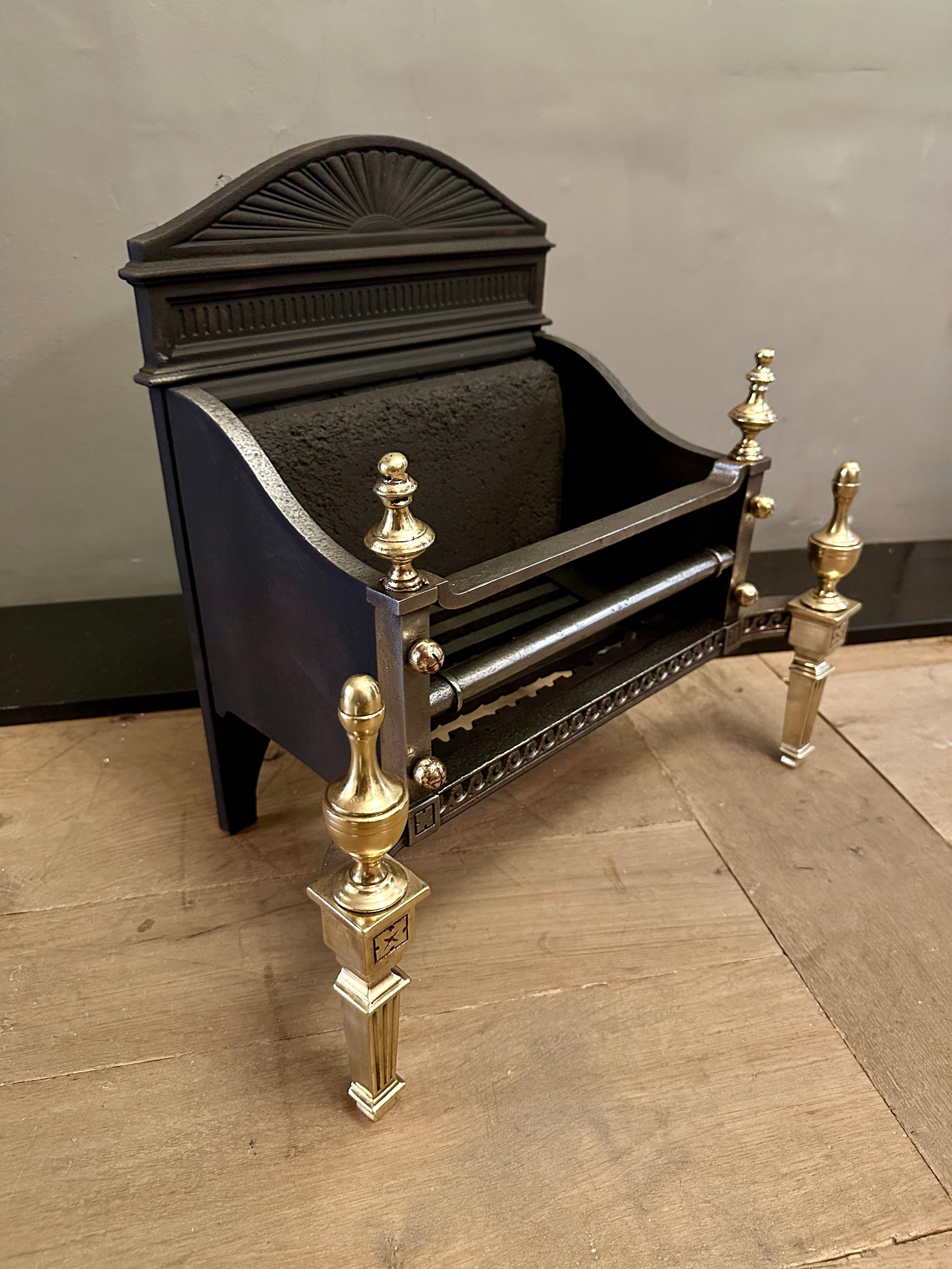 Late 19th Century A Small Late 19th C Brass And Cast Iron Firegrate For Sale
