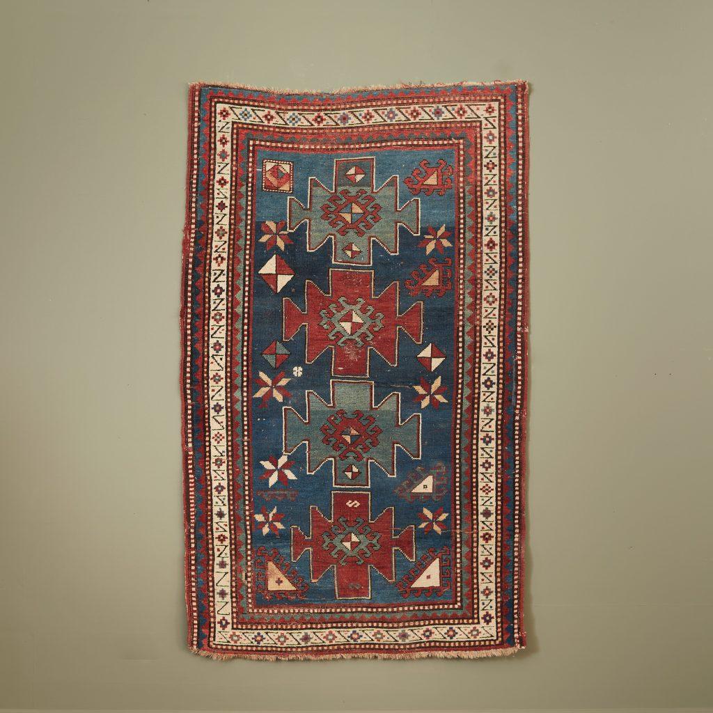 Hand-Knotted A Small Late Nineteenth Century Kazak Carpet