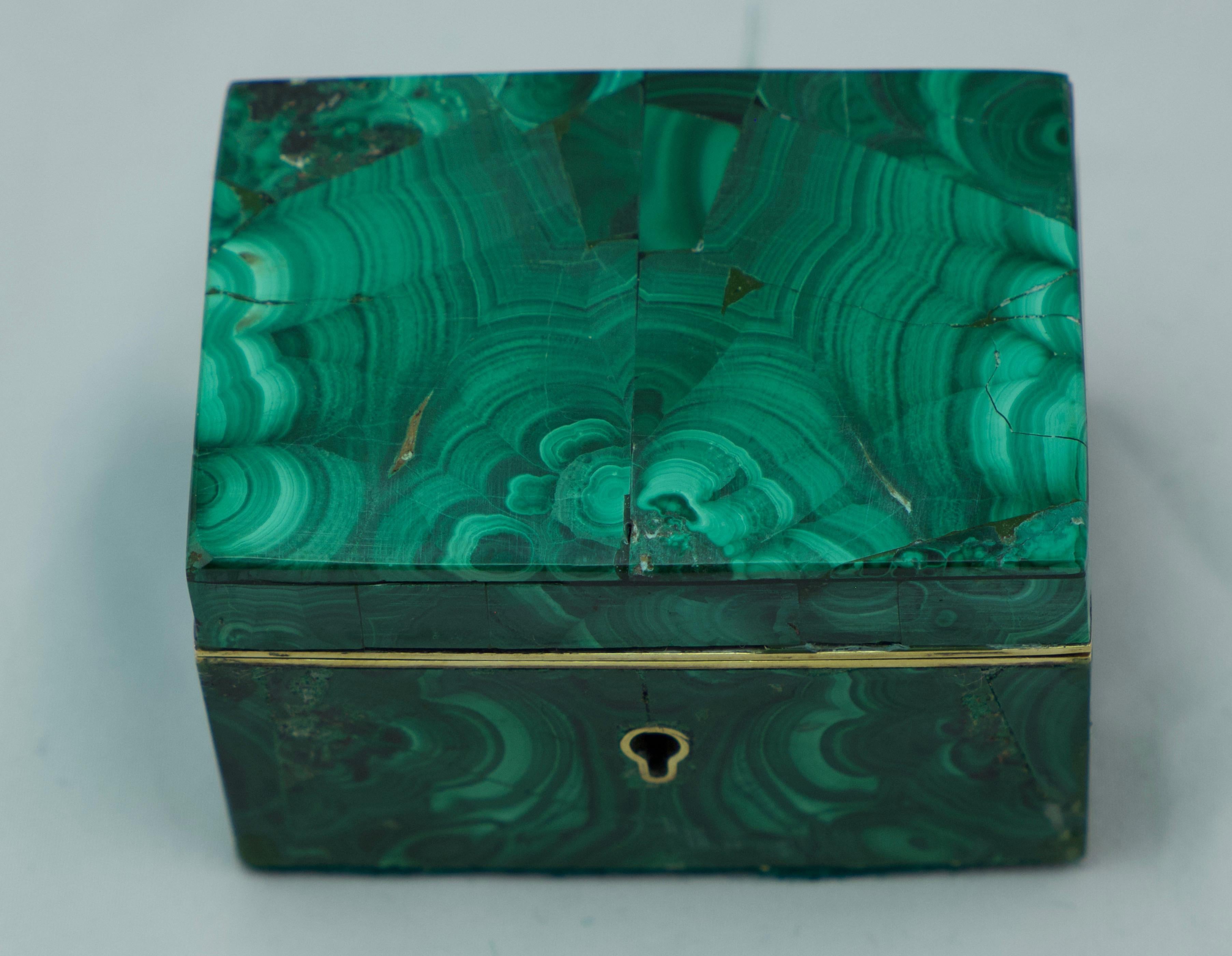 Small Malachite Box, Late 19t C 1