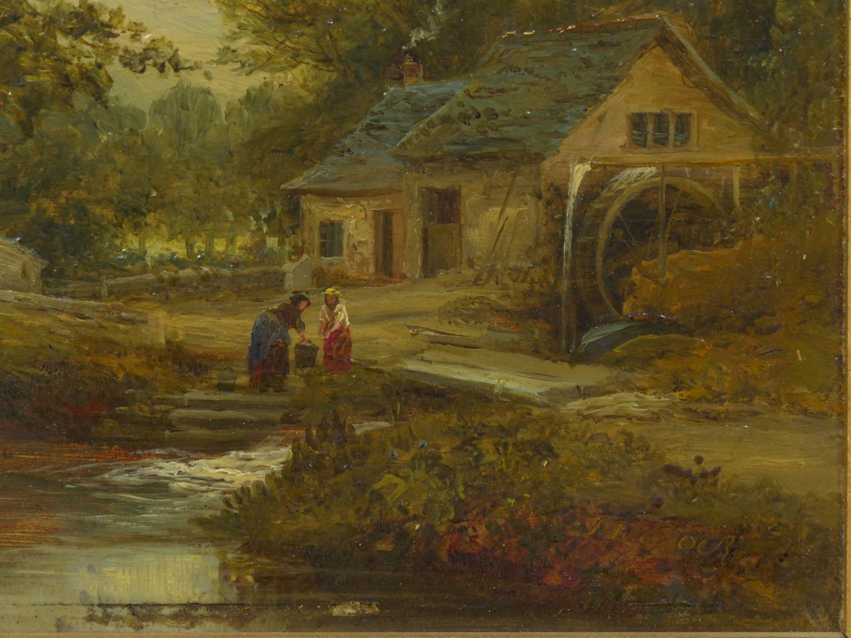 Hand-Painted “A Small Mill” Antique Landscape Painting by Mark Dockree 'English'