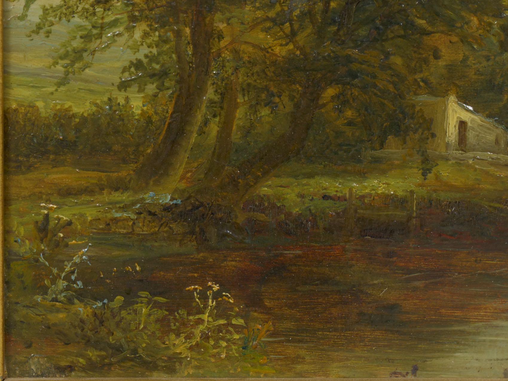 “A Small Mill” Antique Landscape Painting by Mark Dockree 'English' In Good Condition In Shippensburg, PA