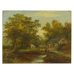 “A Small Mill” Antique Landscape Painting by Mark Dockree 'English'