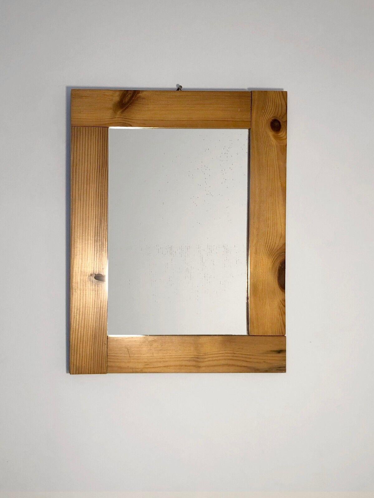 Mid-Century Modern A Small MODERNIST MIRROR in CHARLOTTE PERRIAND & PIERRE CHAPO Style, France 1950 For Sale