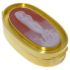 Vintage Small Oval Dutch Silver Gold Plated Box with a Scene of the Birth of Venus