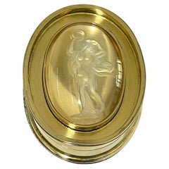 Vintage Small Oval Dutch Silver Gold Plated Box with a Scene of the Goddess of Victory