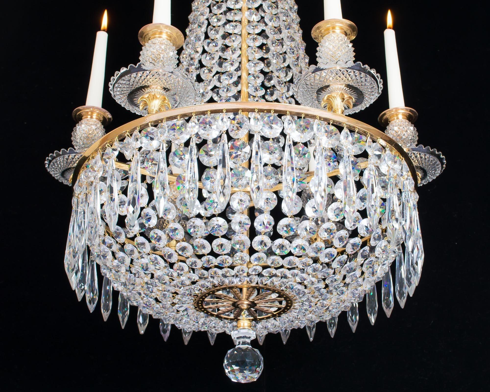 19th Century Small Pair of Classic Regency Chandeliers by John Blades 