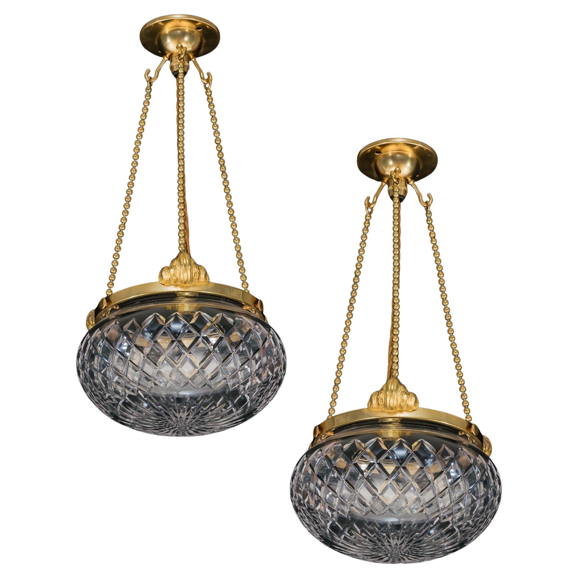 A Small Pair Of Edwardian Bowl Lights For Sale